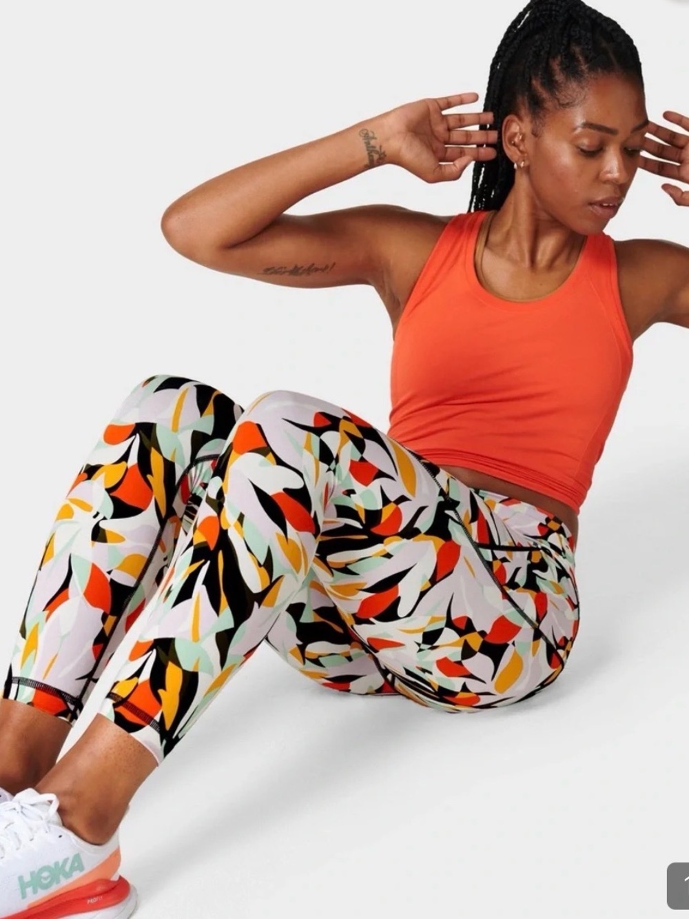 Sweaty Betty Power 7/8 Leggings Floral Abstract Print Size Small S